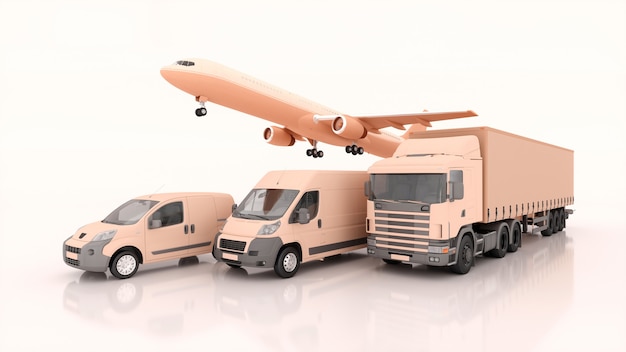 International shipping and delivery of goods, 3d illustration