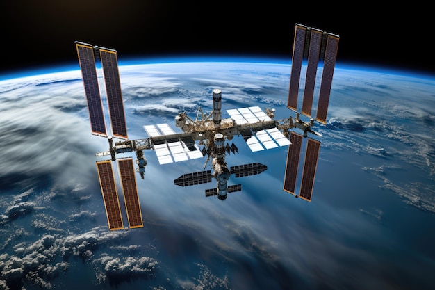 International Space Station view with earth background