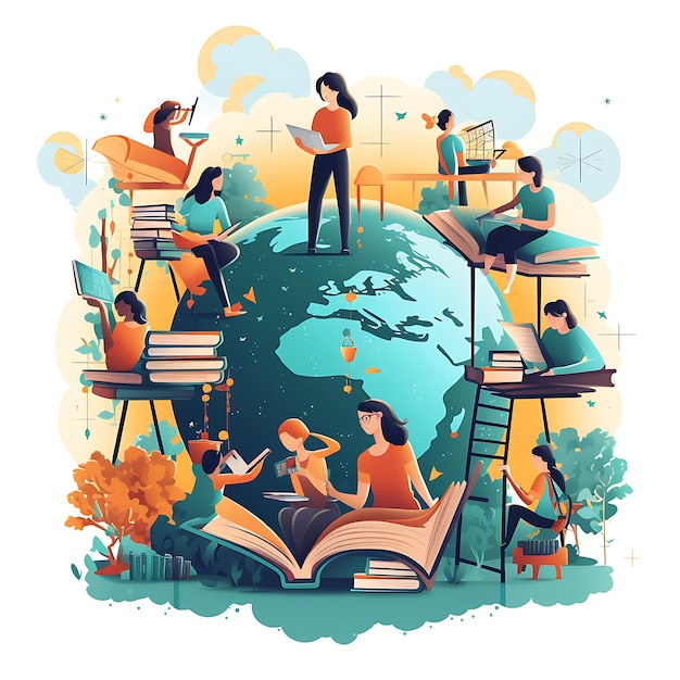 Photo international students' day november 17 world literacy day flat illustration happy teacher's day