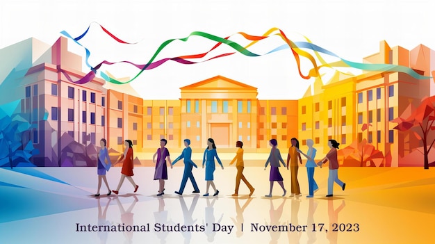 Photo international students' day poster origami style