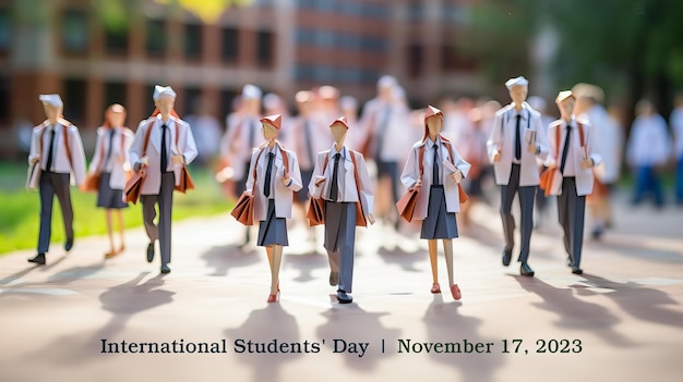 사진 국제 학생의 날 포스터 종이 접기 스타일