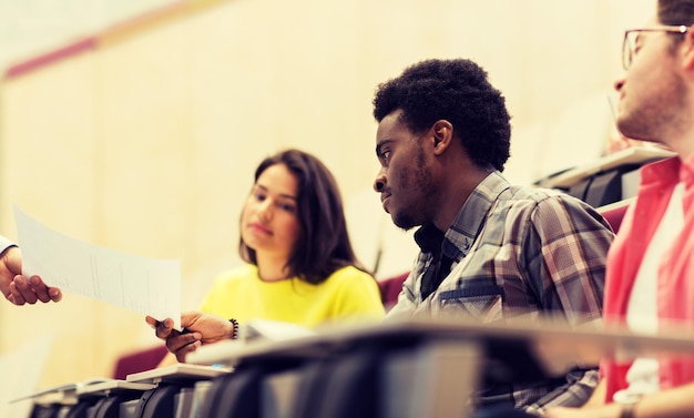 Photo international students with test on lecture