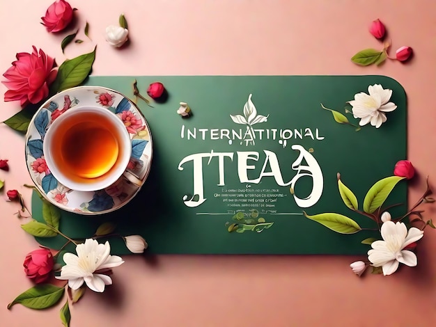 Photo international tea day text banner