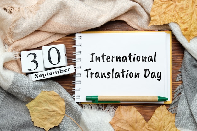 Photo international translation day of autumn month calendar september.