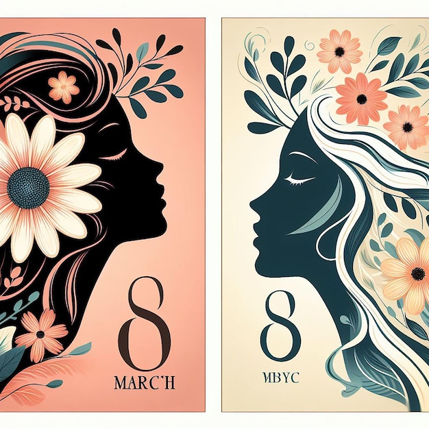 International Women's Day kaartjes in verschillende stijlen 8 maart posters ontwerp met