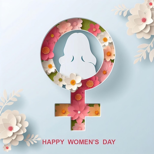 Photo international womens day 8 march woman silhouette with flowers inside body in vector illustration