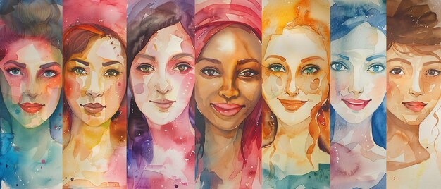 International Womens Day background Modern stylized banner in watercolor style