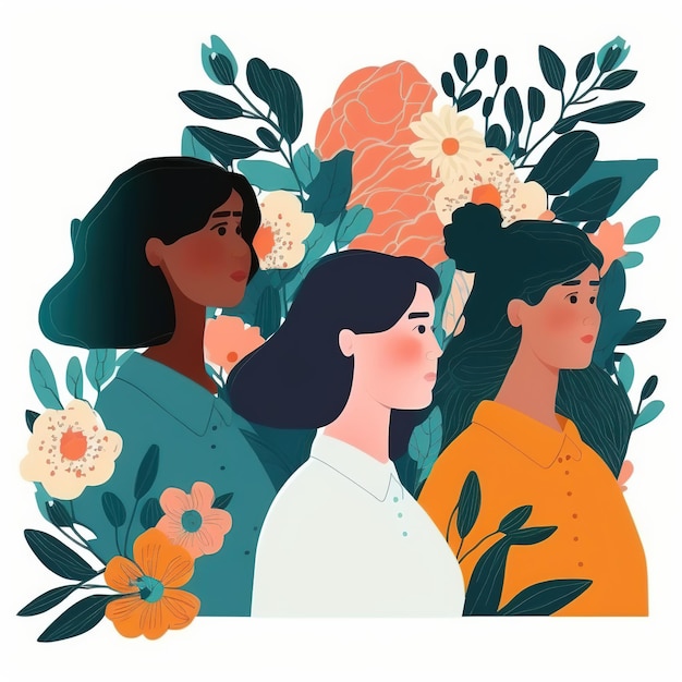 写真 国際女性デー バンネ エレガントなグリーティング カード デザイン 8 月花と葉