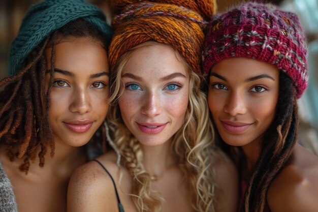 On International Womens Day a diverse group of women smiling confidently at the camera