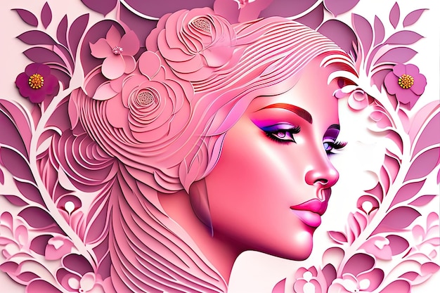 International Womens Day Poster Pink Background Generative AI