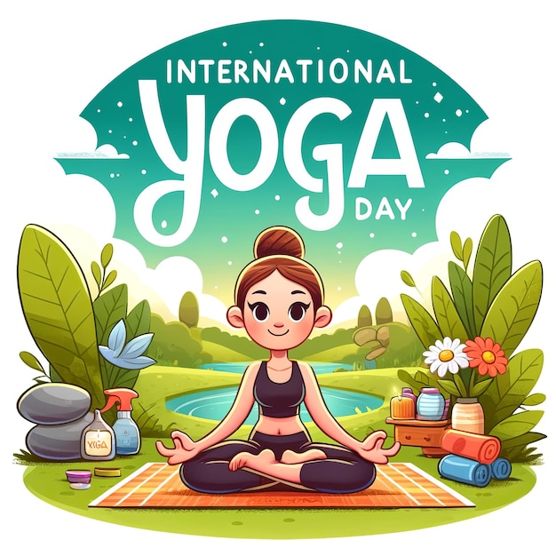 International Yoga Day illustration on white background