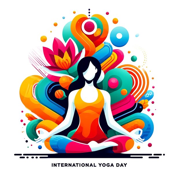 International Yoga Day illustration on white background