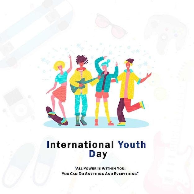 사진 국제 청년의 날 축하 소셜 미디어 페이스북과 인스타그램에 이미지를 게시