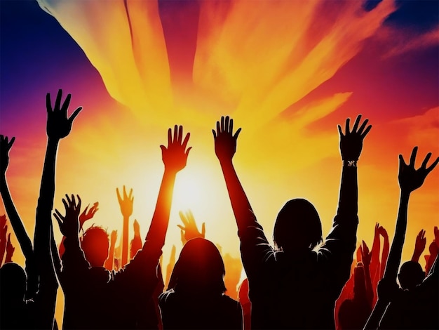 International youth day wallpaper with raising hands