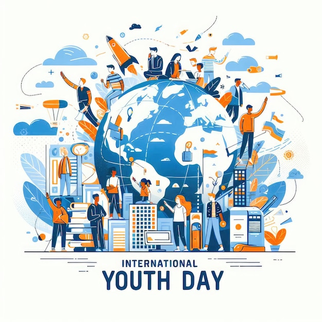 Фото Международный день молодежи на фоне земного шара