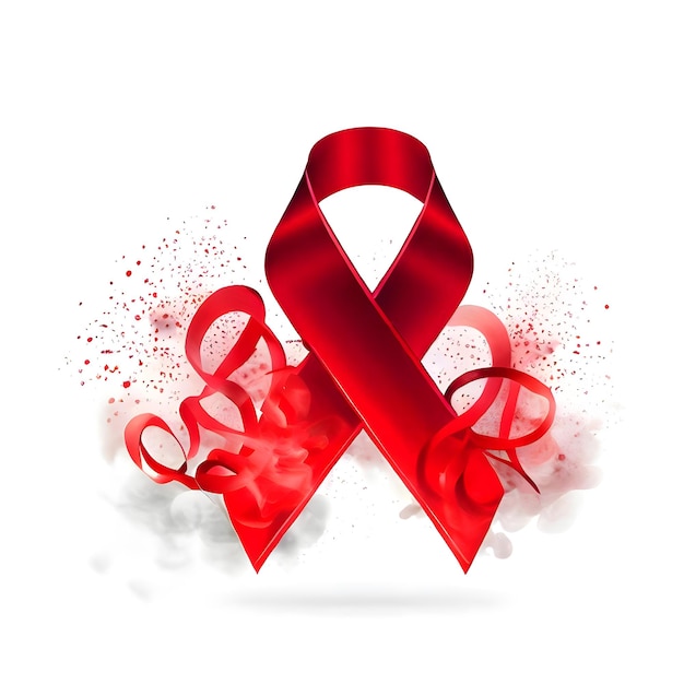 Internationale aidsdag bewustzijn met rookplons rood lint