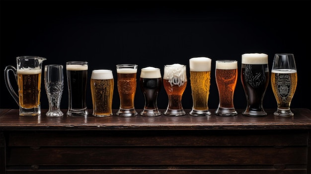 Internationale Bierdag een glas licht gehopt bier op een houten tafel voor oktober est