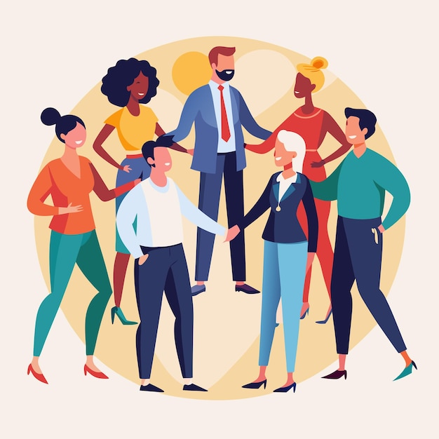 Internationale dag van de coöperaties illustratie van mensen die samen staan en helpen