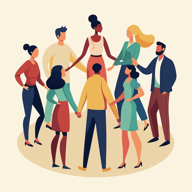 Internationale dag van de coöperaties illustratie van mensen die samen staan en helpen