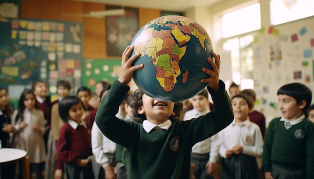 Foto internationale dag van het onderwijs een wereldwijd klaslokaal met studenten van verschillende achtergronden