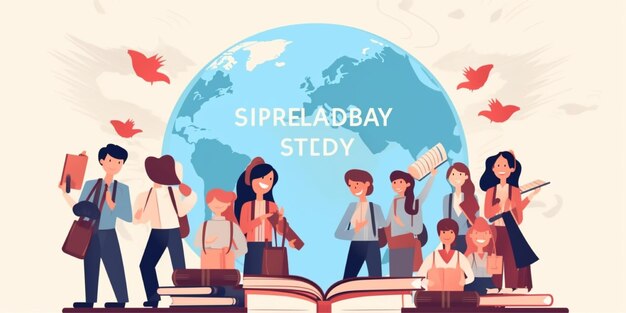 internationale dag van het onderwijs illustratie achtergrond