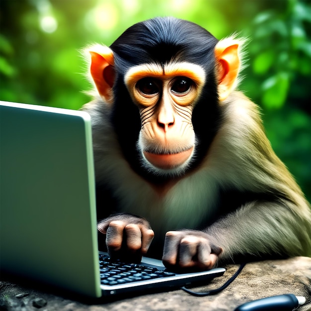 Internationale internetdagcomputer met aap