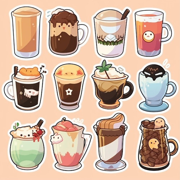 internationale koffie dag cartoon vector set