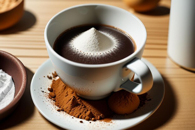 Internationale koffiedag Handgemalen koffiebonenpoeder om koffiedranken te zetten en heerlijk te smaken