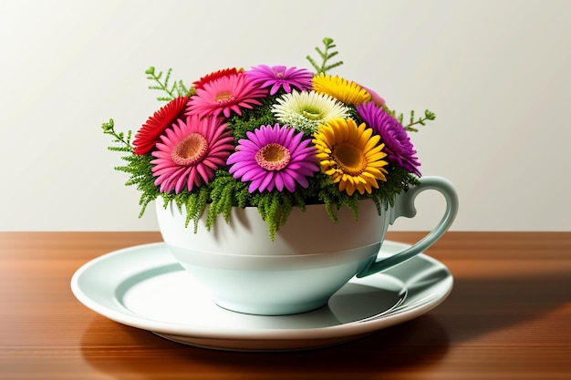 Internationale koffiedag Heerlijke koffie en prachtige bloemen romantische wallpaper achtergrond