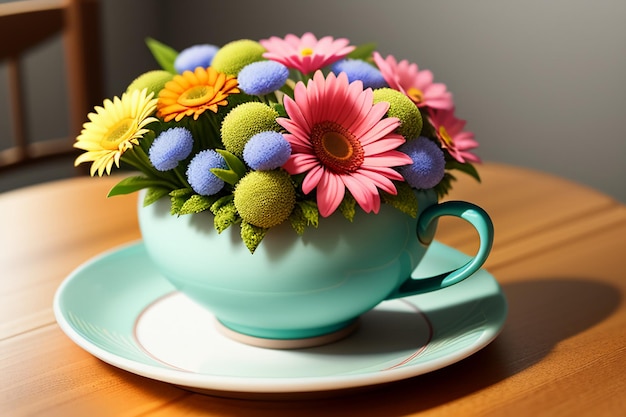 Internationale koffiedag Heerlijke koffie en prachtige bloemen romantische wallpaper achtergrond