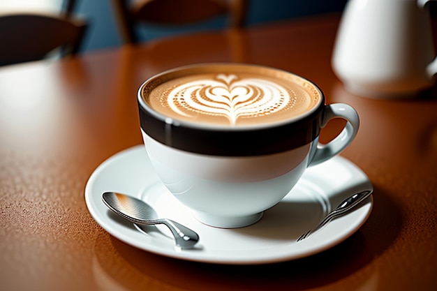 Internationale koffiedag Heerlijke koffie mooie latte decoratie Zakelijke afternoon tea-drankjes