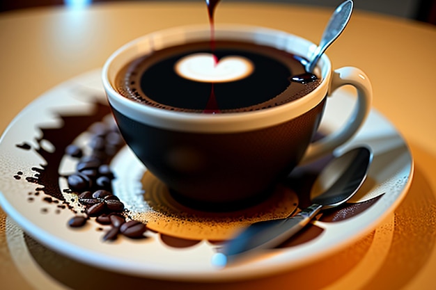 Internationale koffiedag Heerlijke koffie mooie latte decoratie Zakelijke afternoon tea-drankjes
