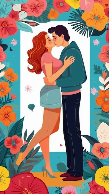 Internationale kusdag sjabloon achtergrond met groovy cartoon stijl levendige heldere kleuren