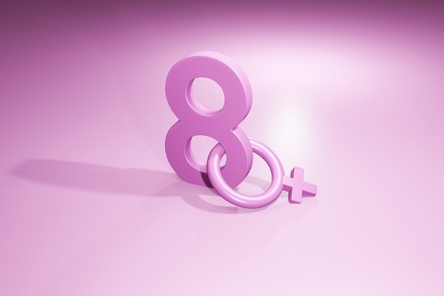 Internationale vrouwendag 8 maart 3d nummer in roze