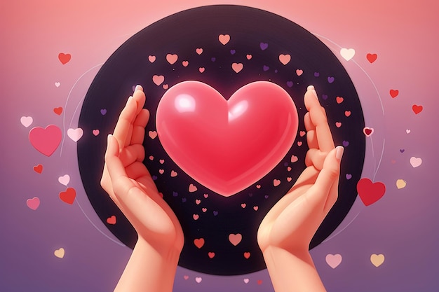 Internationale vrouwendag poster valentijnsdag klein hart in bolvorm in beide handen