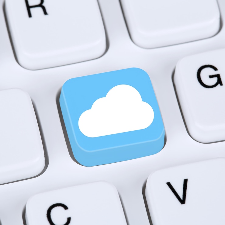 Photo internet concept symbol cloud computing online in cyberspace