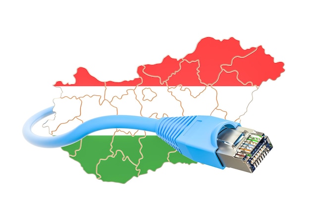 Photo internet connection in hungary concept 3d rendering