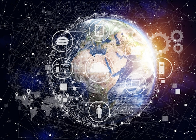 internet network for fast data exchange over america from space,