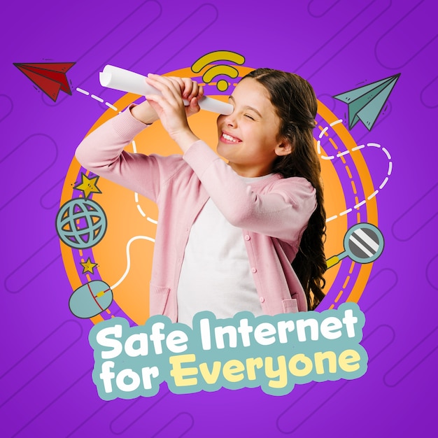 Foto composizione della sicurezza su internet per bambini e giovani