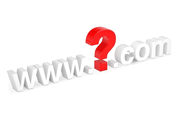 Internet Search Concept. WWW Question Mark Com Site Name on a white background. 3d Rendering