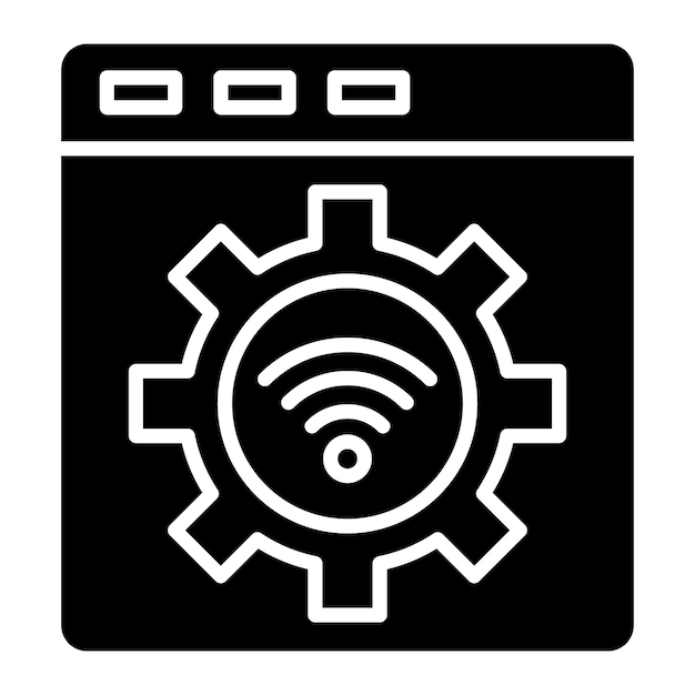 インターネット設定グリフ黒塗りイラスト
