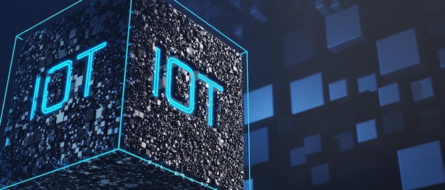 Internet of Things IoT concept a symbol associated with typical IoT icons 3d render