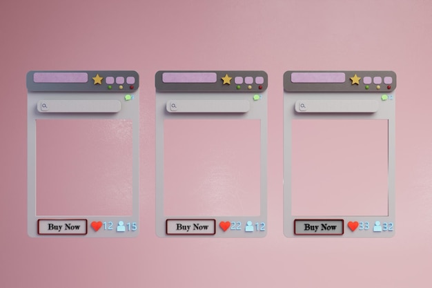 internet winkelen. Online winkelen. blanco pagina's van een online winkel voor het plaatsen van goederen