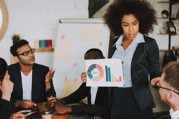 Interracial Business People on Meeting in Office