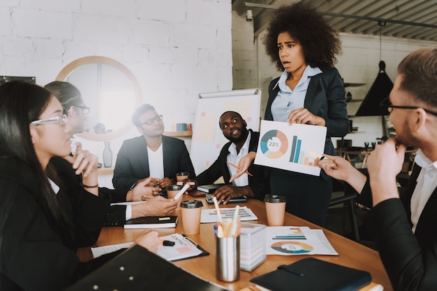 Interracial Business People on Meeting at Work