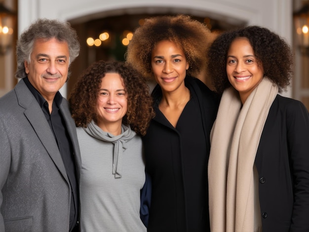 The Interracial family enjoys celebrating Christmas Eve together