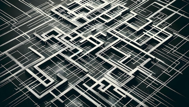 Photo intersecting paths of white chalk on a blackboard abstract background