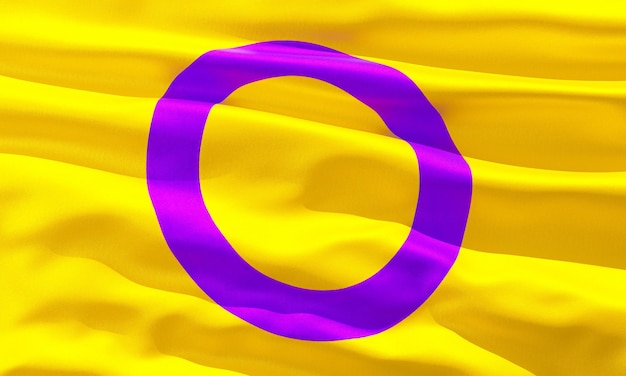 Foto intersekse vlag close-up weergave achtergrond voor lgbtqia pride maand seksualiteit vrijheid liefde diversiteit viering en de strijd voor mensenrechten in 3d illustratie