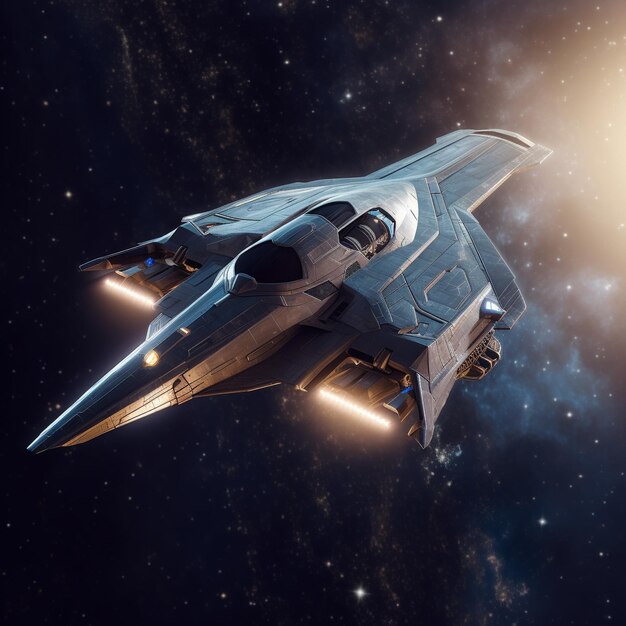 Photo interstellar adventures exploring spacecraft and battles in futuristic galaxies