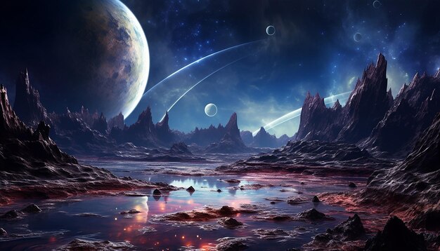 Photo interstellar dreamscape envision a surreal celestial landscape